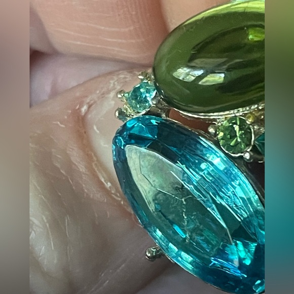 Avon Aqua Cluster Button Earrings Clip NIB - Picture 9 of 10